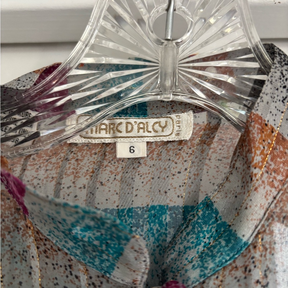 Striped Sheer Button-Up Blouse - Picture 3 of 4